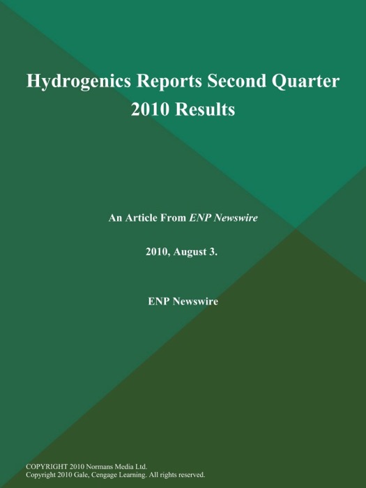 Hydrogenics Reports Second Quarter 2010 Results