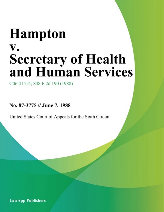 Hampton v. Secretary of Health and Human Services