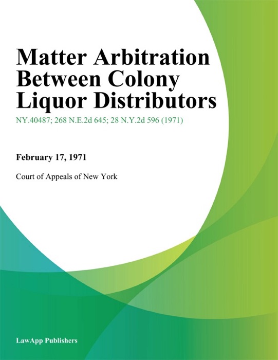 Matter Arbitration Between Colony Liquor Distributors