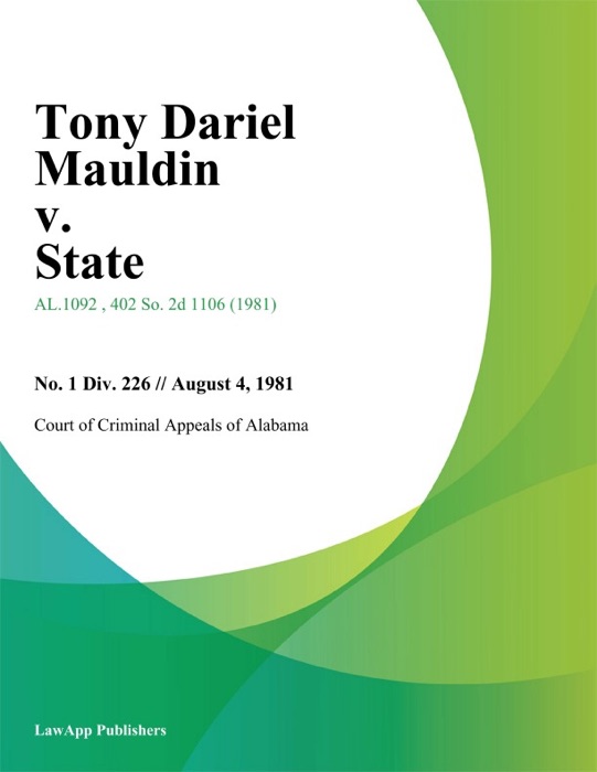 Tony Dariel Mauldin v. State