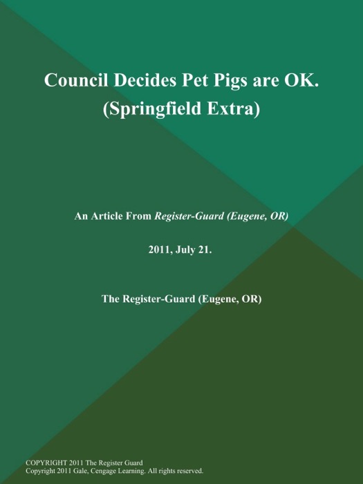 Council Decides Pet Pigs are OK (Springfield Extra)