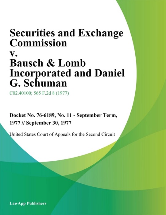 Securities and Exchange Commission v. Bausch & Lomb Incorporated and Daniel G. Schuman