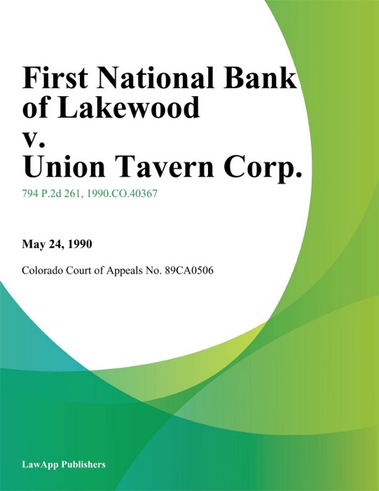 First National Bank of Lakewood v. Union Tavern Corp.