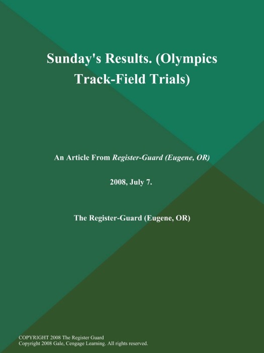 Sunday's Results (Olympics Track-Field Trials)