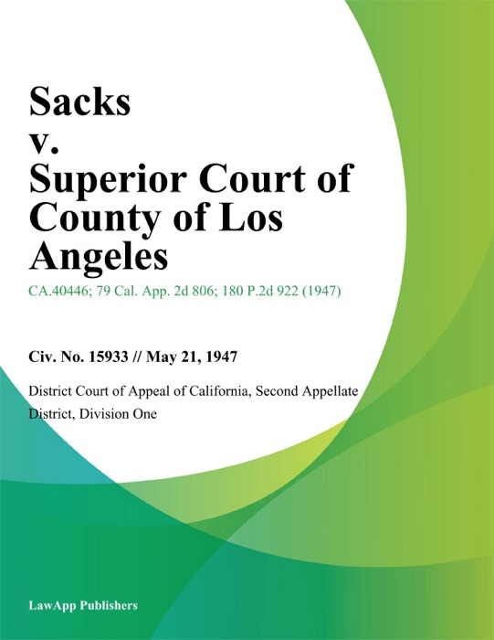 Sacks v. Superior Court of County of Los Angeles