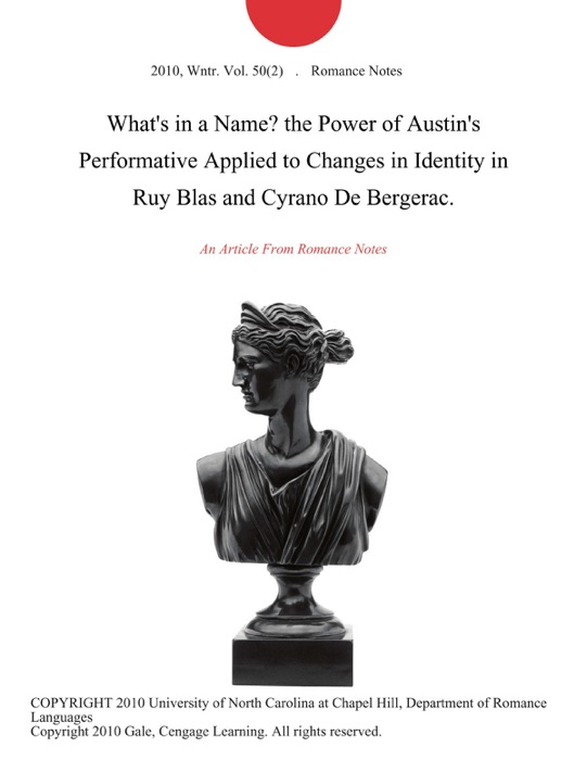 What's in a Name? the Power of Austin's Performative Applied to Changes in Identity in Ruy Blas and Cyrano De Bergerac.