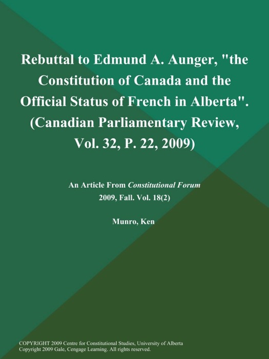 Rebuttal to Edmund A. Aunger, 
