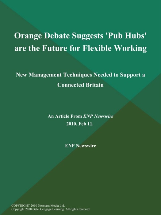 Orange Debate Suggests 'Pub Hubs' are the Future for Flexible Working; New Management Techniques Needed to Support a Connected Britain