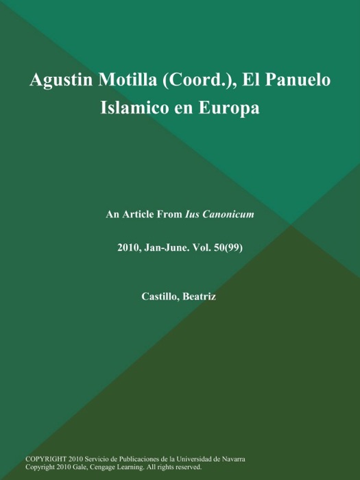 Agustin Motilla (Coord.), El Panuelo Islamico en Europa