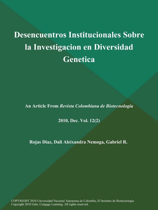 Desencuentros Institucionales Sobre la Investigacion en Diversidad Genetica