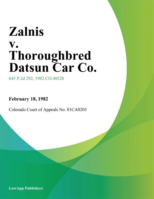 Zalnis v. Thoroughbred Datsun Car Co.