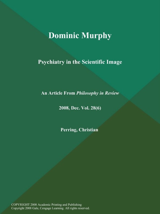 Dominic Murphy: Psychiatry in the Scientific Image