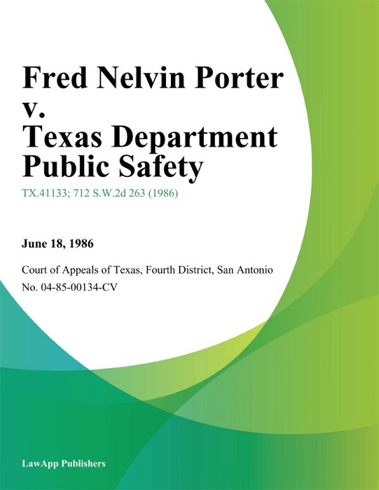 Fred Nelvin Porter v. Texas Department Public Safety