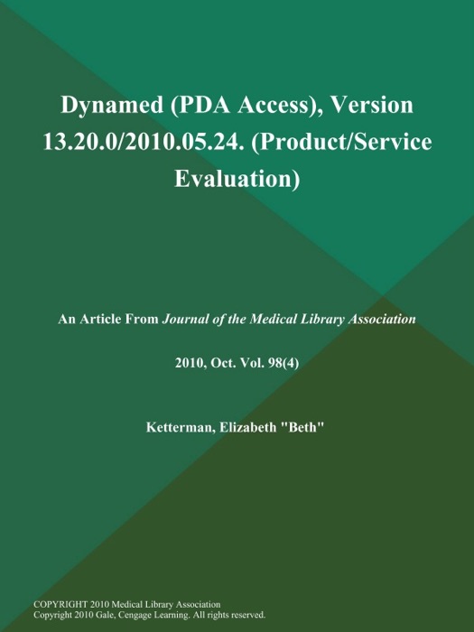 Dynamed (PDA Access), Version 13.20.0/2010.05.24 (Product/Service Evaluation)