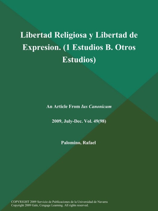 Libertad Religiosa y Libertad de Expresion (1 Estudios: B. Otros Estudios)