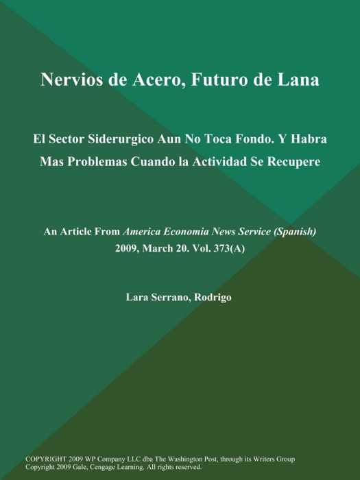 Nervios de Acero, Futuro de Lana: El Sector Siderurgico Aun No Toca Fondo. Y Habra Mas Problemas Cuando la Actividad Se Recupere