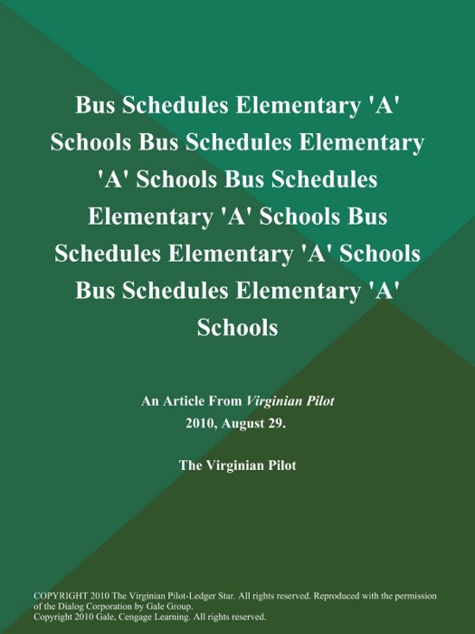 Bus Schedules Elementary 'A' Schools Bus Schedules Elementary 'A' Schools Bus Schedules Elementary 'A' Schools Bus Schedules Elementary 'A' Schools Bus Schedules Elementary 'A' Schools