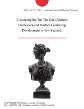 Vivisecting The Tui: The Qualifications Framework And Outdoor Leadership Development In New Zealand.