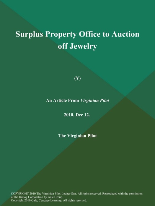 Surplus Property Office to Auction off Jewelry (Y)