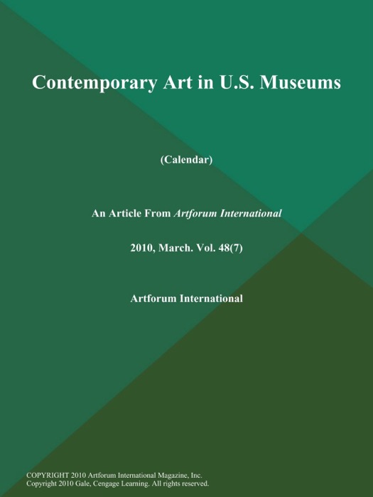 Contemporary Art in U.S. Museums (Calendar)