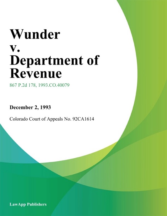 Wunder v. Department of Revenue