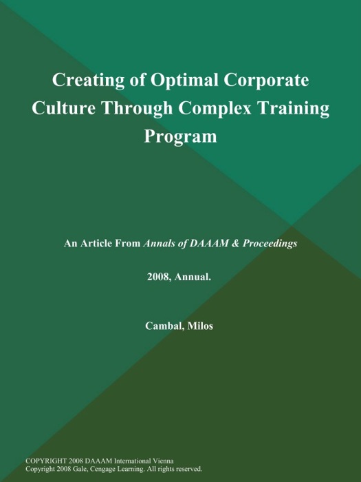 Creating of Optimal Corporate Culture Through Complex Training Program