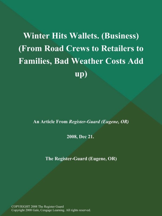 Winter Hits Wallets (Business) (From Road Crews to Retailers to Families, Bad Weather Costs Add up)