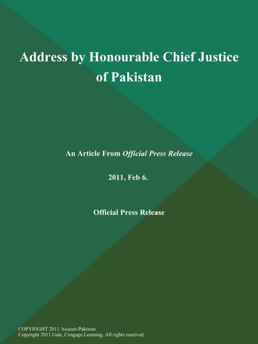 Address by Honourable Chief Justice of Pakistan