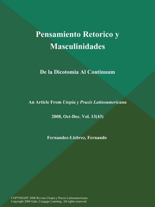 Pensamiento Retorico y Masculinidades: De la Dicotomia Al Continuum