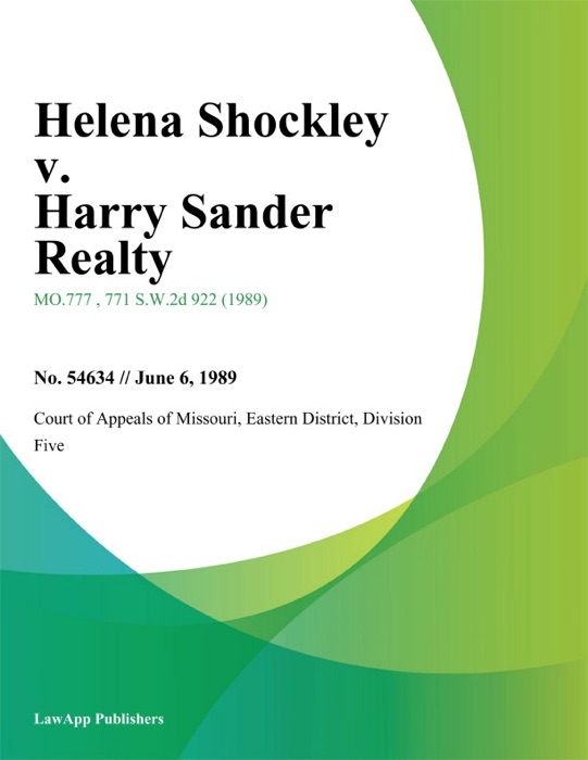 Helena Shockley v. Harry Sander Realty