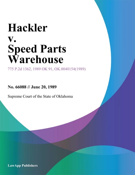 Hackler v. Speed Parts Warehouse