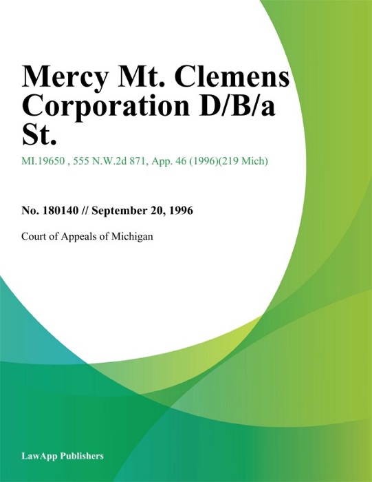Mercy Mt. Clemens Corporation D/B/a St.