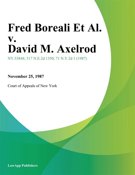 Fred Boreali Et Al. v. David M. Axelrod