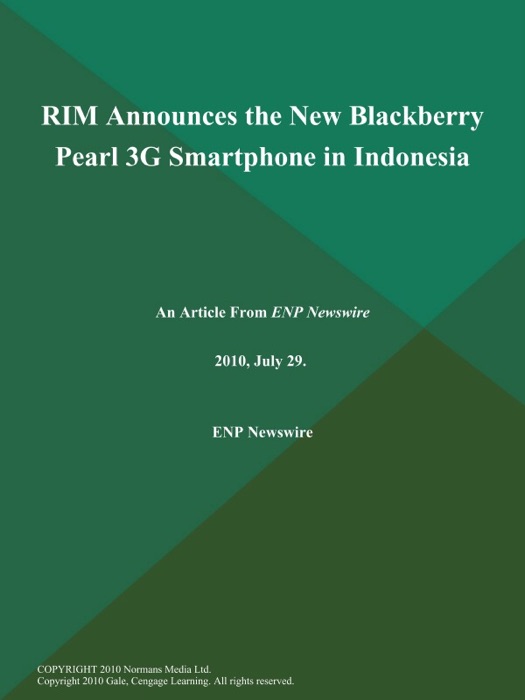 RIM Announces the New Blackberry Pearl 3G Smartphone in Indonesia