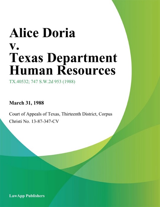 Alice Doria v. Texas Department Human Resources