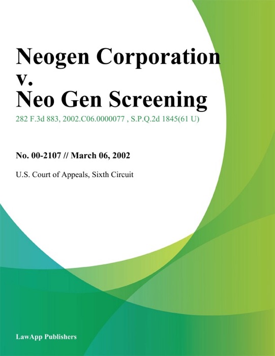 Neogen Corporation V. Neo Gen Screening