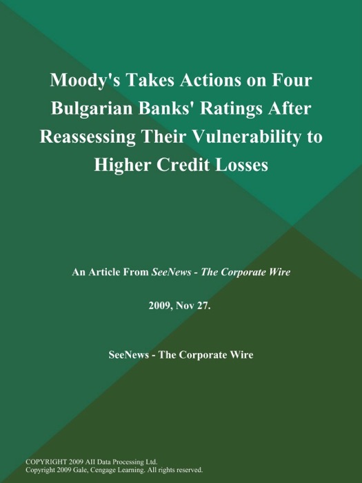 Moody's Takes Actions on Four Bulgarian Banks' Ratings After Reassessing Their Vulnerability to Higher Credit Losses