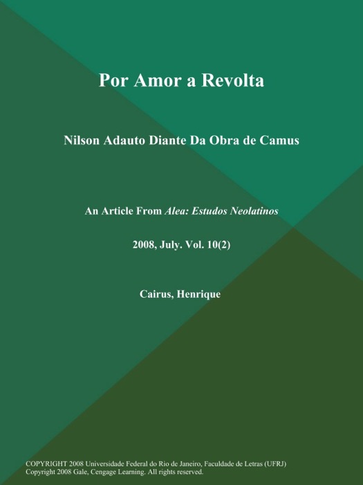 Por Amor a Revolta: Nilson Adauto Diante Da Obra de Camus