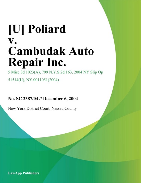 Poliard v. Cambudak Auto Repair Inc.