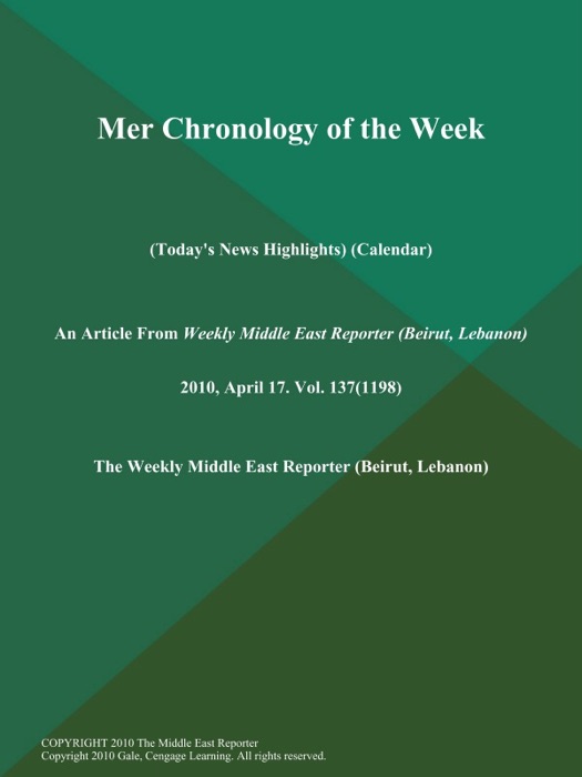 Mer Chronology of the Week (Today's News Highlights) (Calendar)