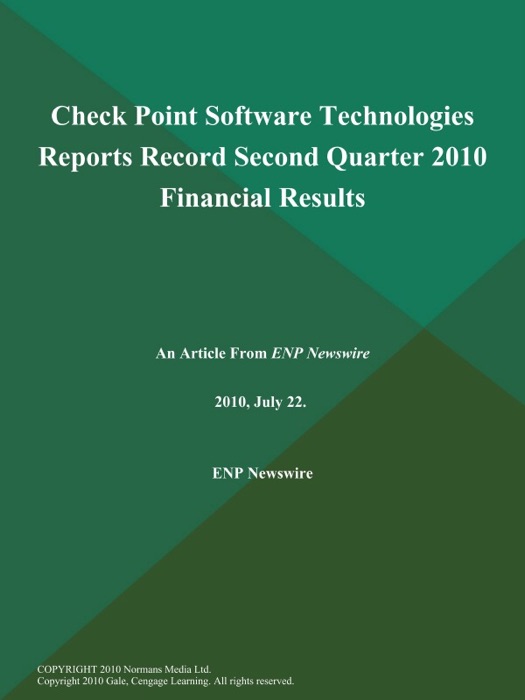 Check Point Software Technologies Reports Record Second Quarter 2010 Financial Results