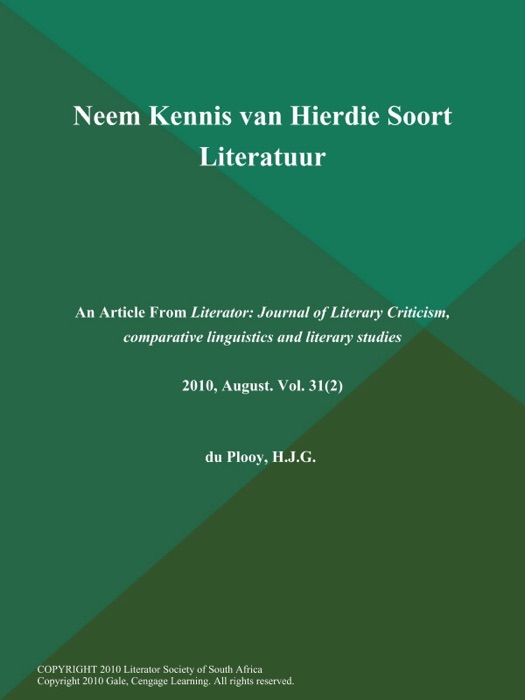 Neem Kennis van Hierdie Soort Literatuur