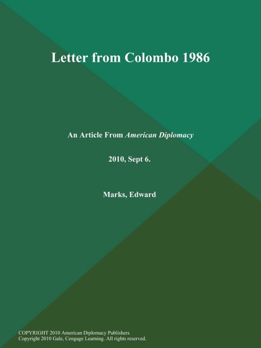 Letter from Colombo 1986