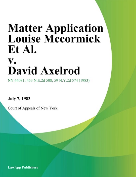 Matter Application Louise Mccormick Et Al. v. David Axelrod