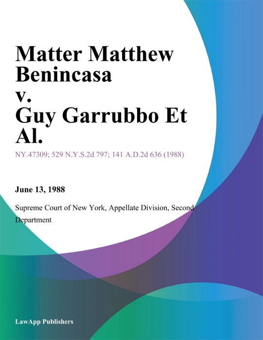 Matter Matthew Benincasa v. Guy Garrubbo Et Al.