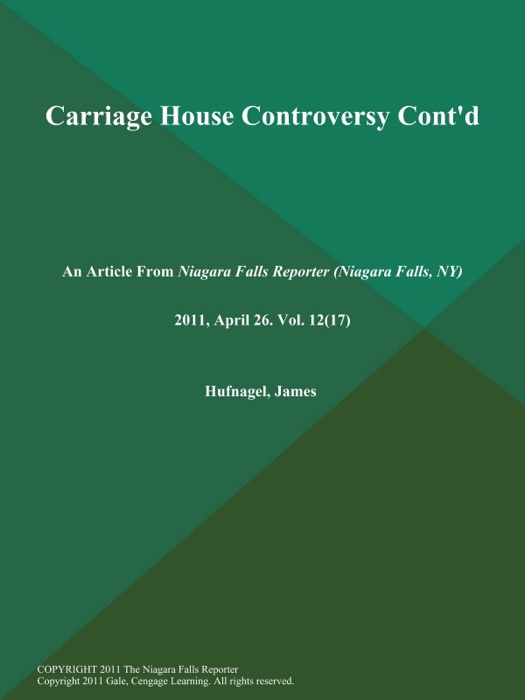 Carriage House Controversy Cont'd