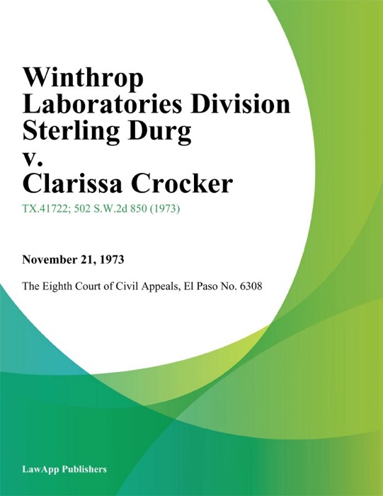 Winthrop Laboratories Division Sterling Durg v. Clarissa Crocker