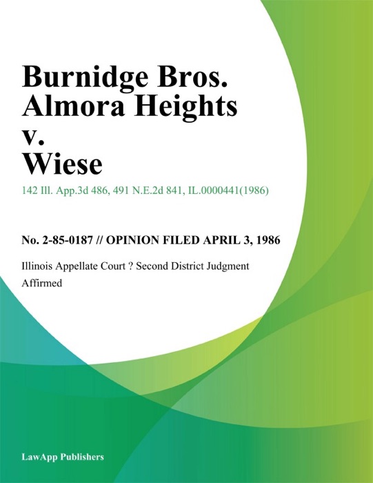 Burnidge Bros. Almora Heights v. Wiese