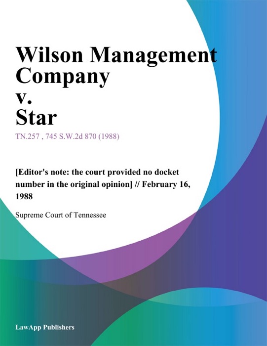 Wilson Management Company v. Star