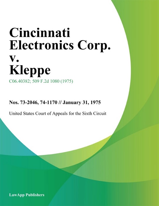 Cincinnati Electronics Corp. V. Kleppe